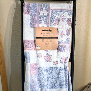 Wrangler Oversized Plush Throw Blanket Paisley Patchwork Western 60x70 NWT